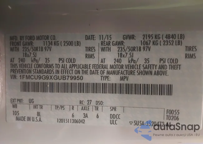 1FMCU9G9XGUB79950: 43234098