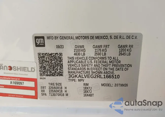 3GKALVEG2RL166510: 43234101