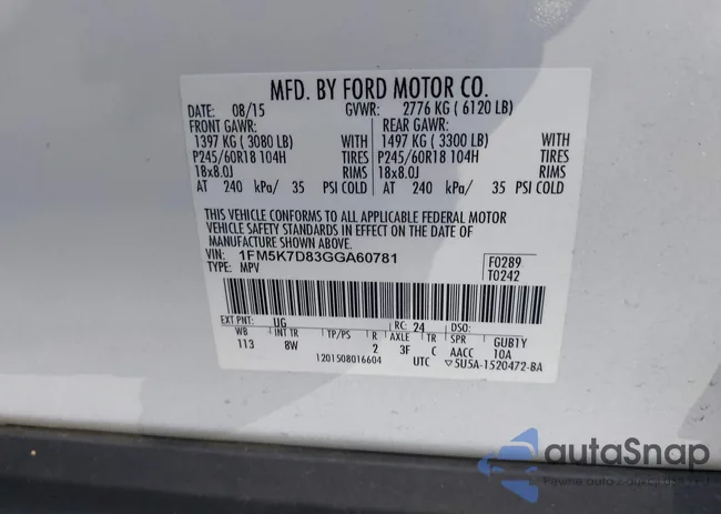 1FM5K7D83GGA60781: 43234143