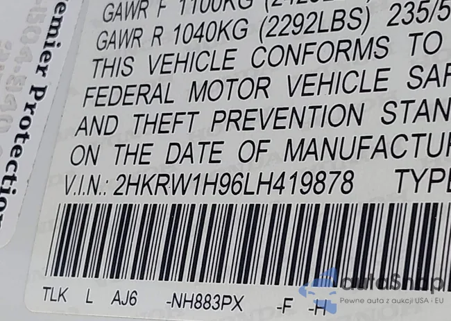 2HKRW1H96LH419878: 43234182