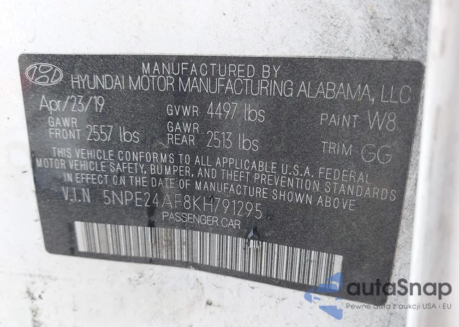 5NPE24AF8KH791295: 43234345