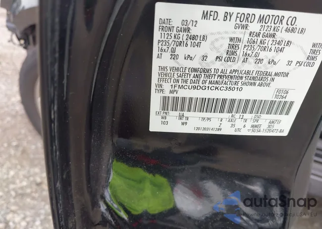 1FMCU9DG1CKC35010: 43233474