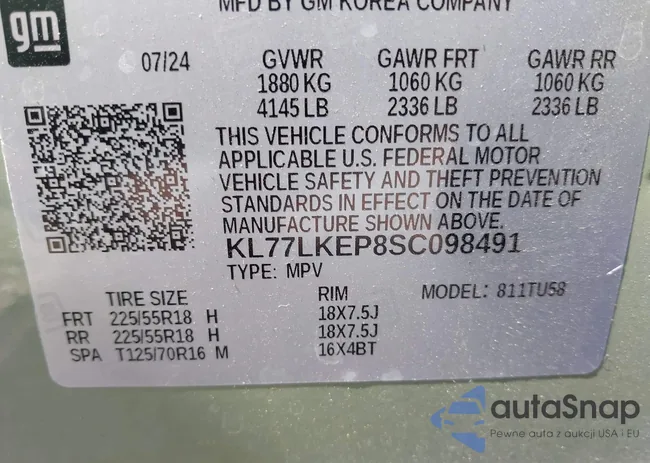 KL77LKEP8SC098491: 43233516