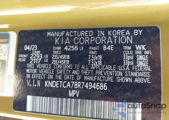 KNDETCA78R7494686: 43233571