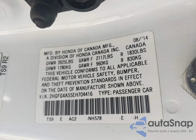 2HGFG4A55EH704416: 43233645