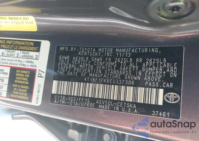 4T1BF1FK6EU337306: 43233726