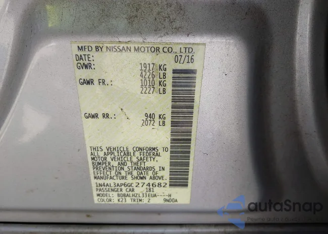 1N4AL3AP6GC274682: 43233735