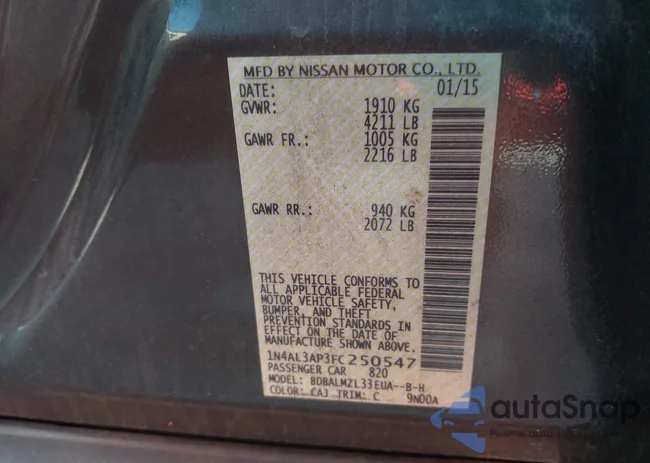 1N4AL3AP3FC250547: 43233753