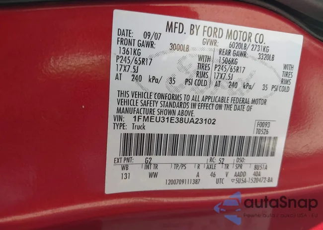 1FMEU31E38UA23102: 43234888