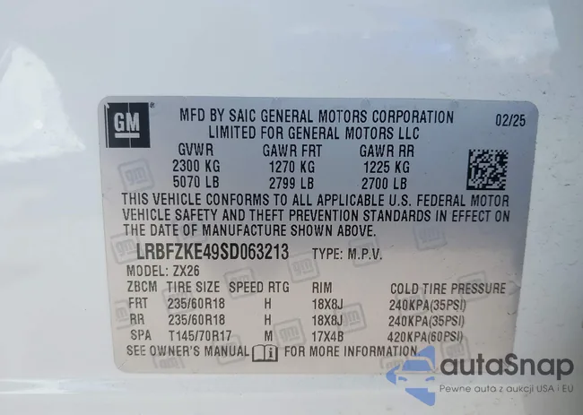 LRBFZKE49SD063213: 43234942