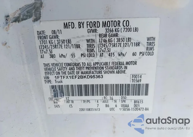 1FTFX1EF2BKD95363: 43234948