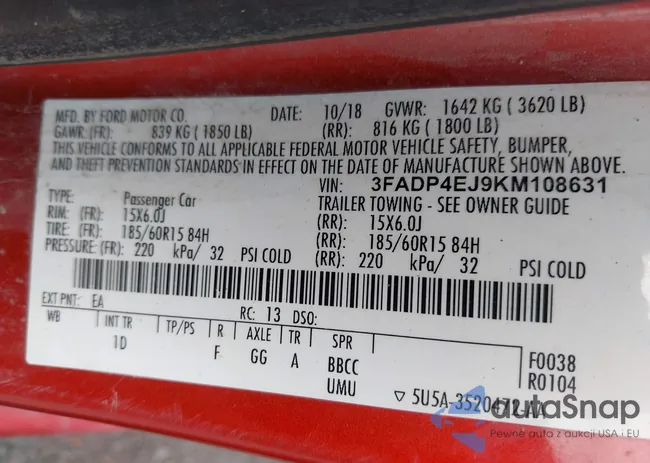 3FADP4EJ9KM108631: 43235011