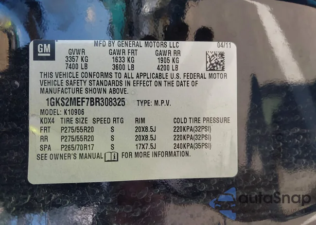 1GKS2MEF7BR308325: 43235092