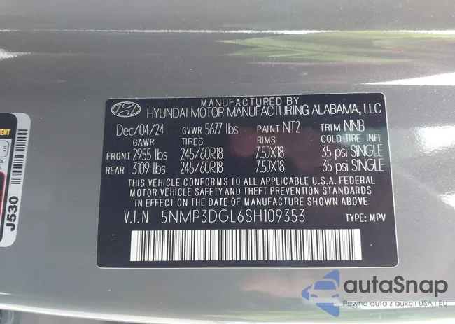 5NMP3DGL6SH109353: 43235218