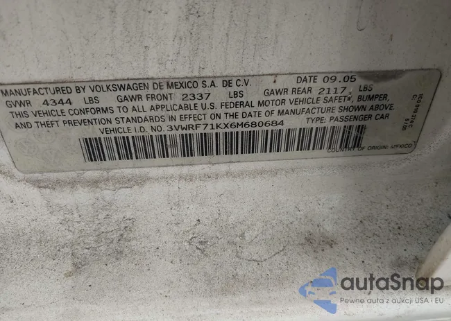 3VWRF71KX6M680684: 43235252