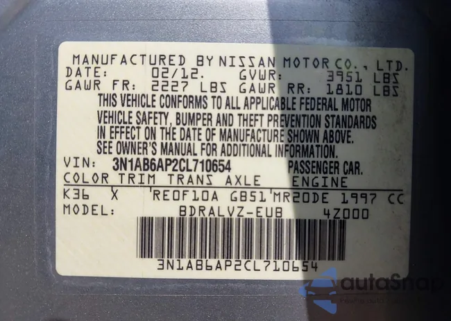 3N1AB6AP2CL710654: 43235253