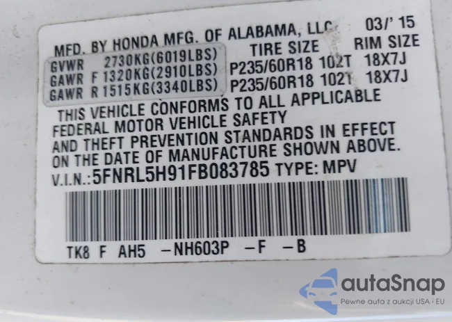 5FNRL5H91FB083785: 43235259