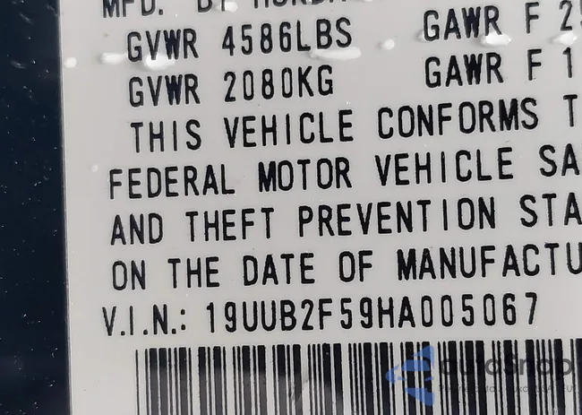 19UUB2F59HA005067: 43235302