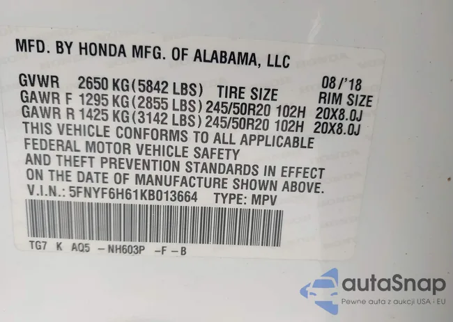 5FNYF6H61KB013664: 43235304