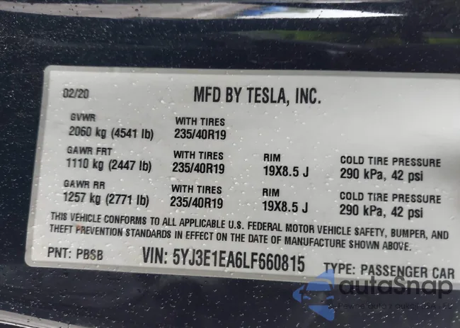 5YJ3E1EA6LF660815: 43235379