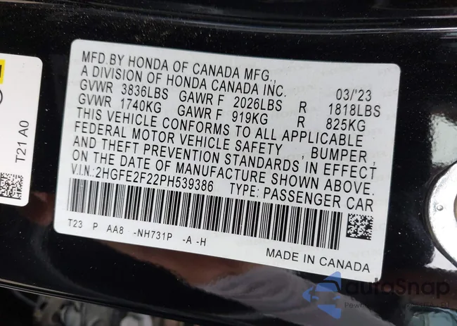 2HGFE2F22PH539386: 43235384