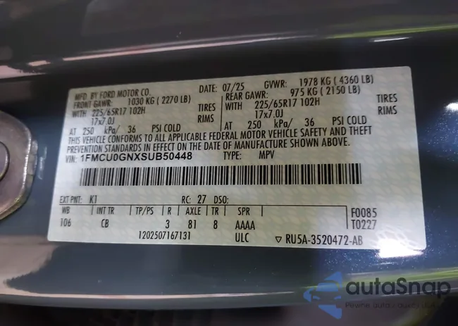 1FMCU0GNXSUB50448: 43235460