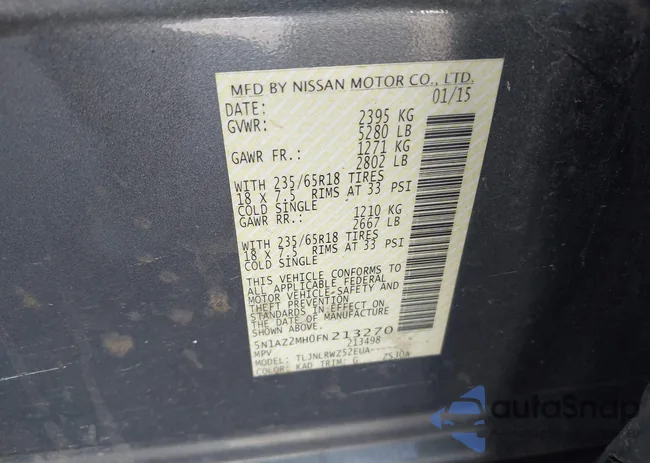 5N1AZ2MH0FN213270: 43234565