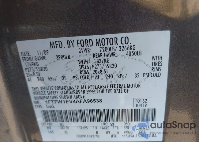 1FTFW1EV4AFA96538: 43234623