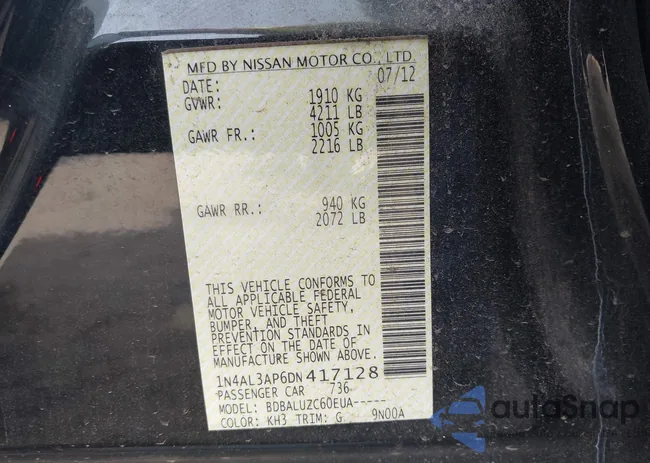 1N4AL3AP6DN417128: 43234697