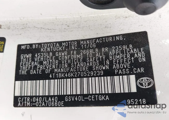 4T1BK46K27U529239: 43235882