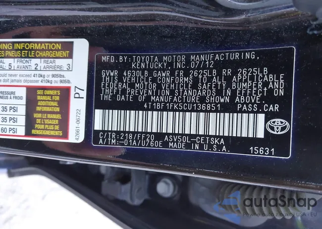 4T1BF1FK5CU136851: 43236165