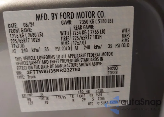 3FTTW8H35RRB32760: 43236274