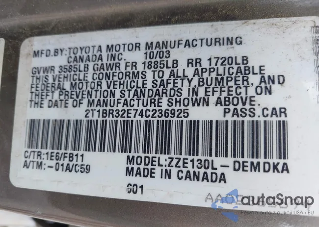 2T1BR32E74C236925: 43236284