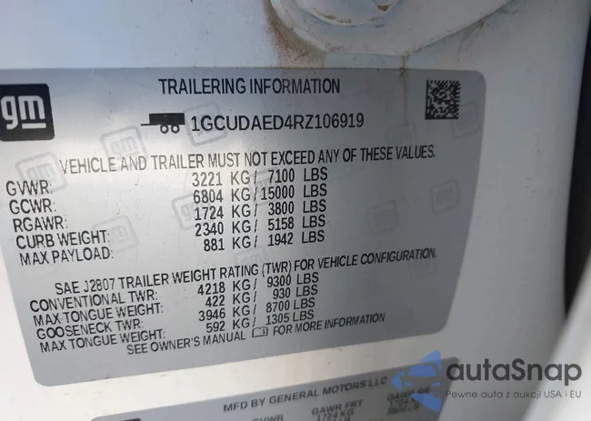 1GCUDAED4RZ106919: 43236335