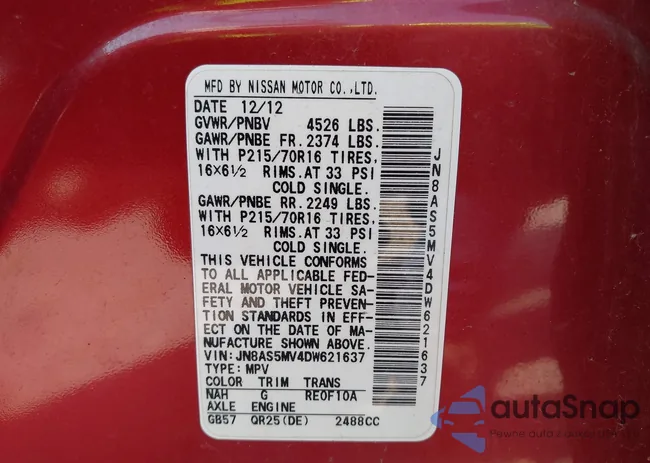 JN8AS5MV4DW621637: 43236349