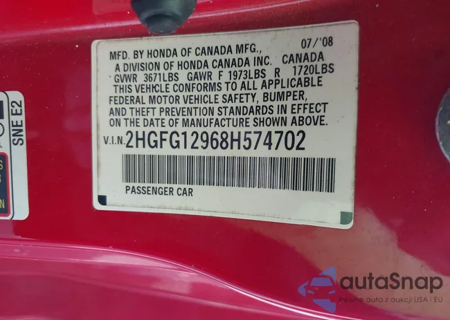 2HGFG12968H574702: 43236360