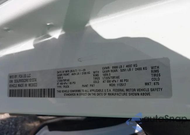 3C6LRVDG3RE101374: 43236457