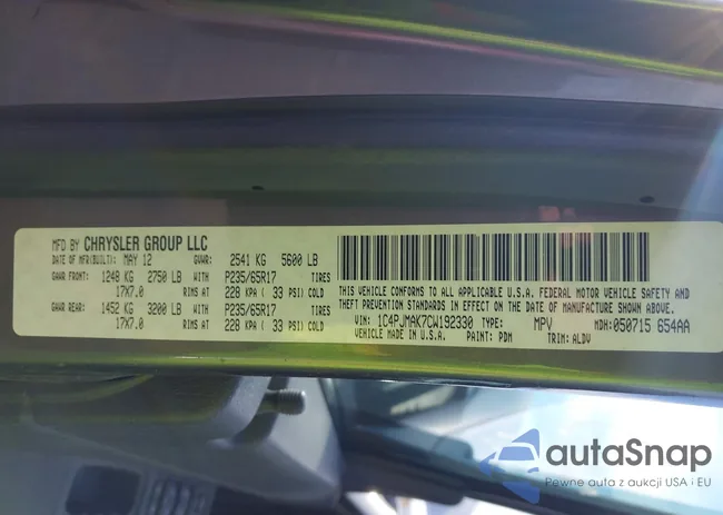 1C4PJMAK7CW192330: 43235508