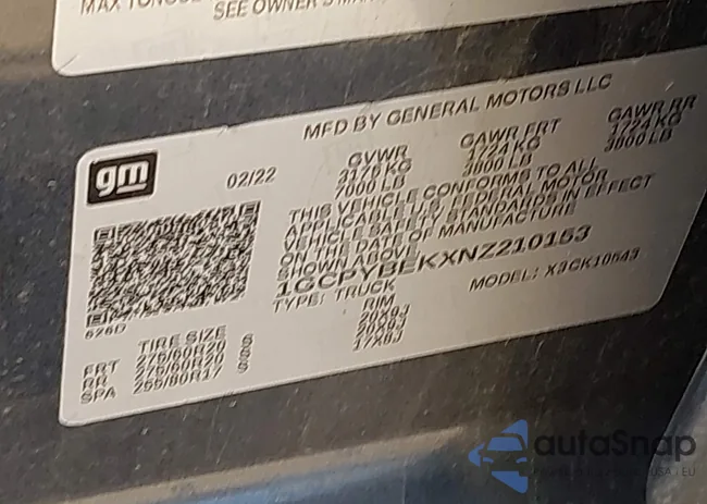 1GCPYBEKXNZ210153: 43235538