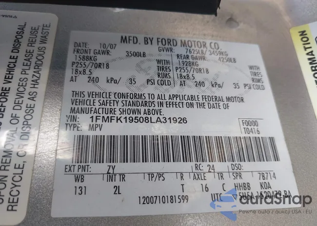 1FMFK19508LA31926: 43235547