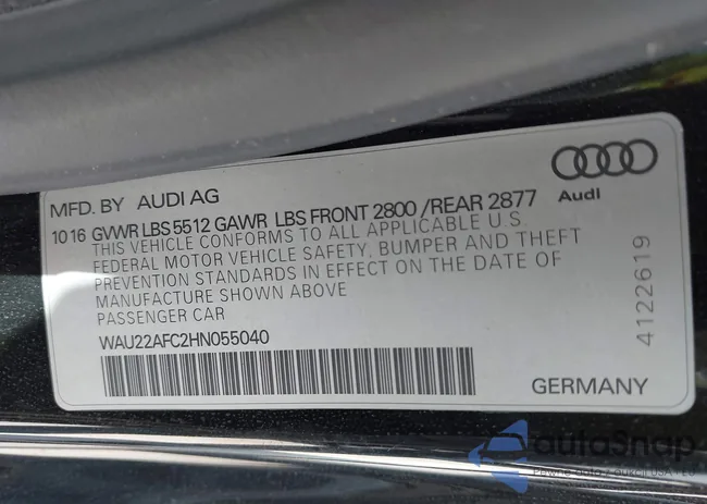 WAU22AFC2HN055040: 43235552