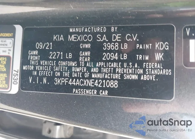 3KPF44ACXNE421088: 43235578