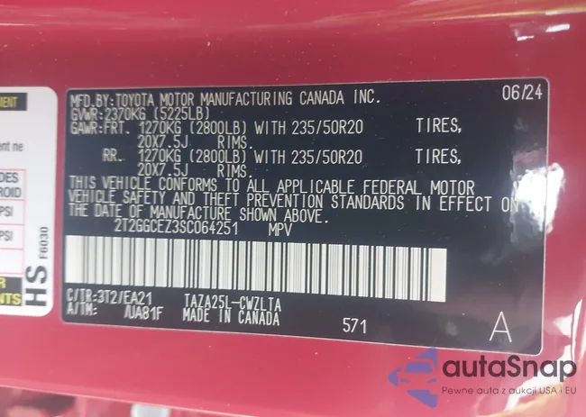 2T2GGCEZ3SC064251: 43235710