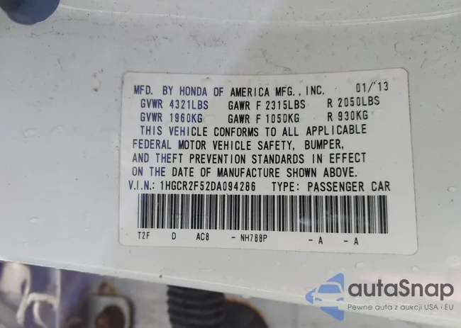 1HGCR2F52DA094286: 43235778