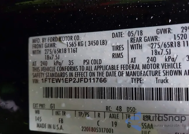 1FTEW1EP2JFD11766: 43235845