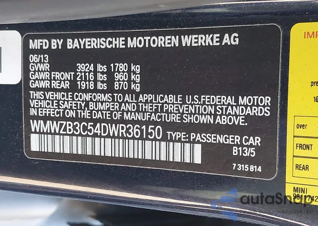 WMWZB3C54DWR36150: 43235862