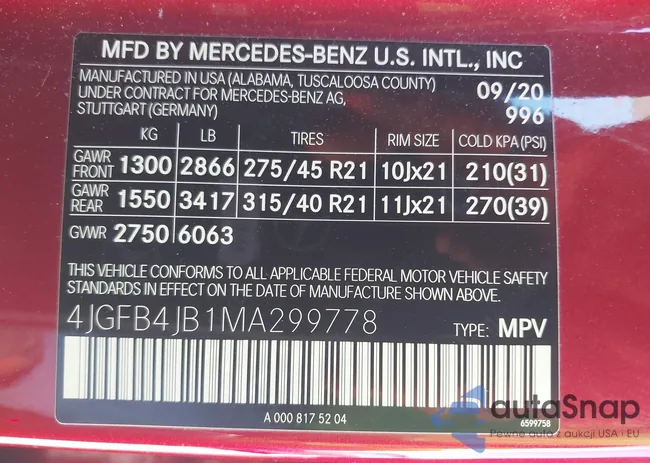 4JGFB4JB1MA299778: 43236880