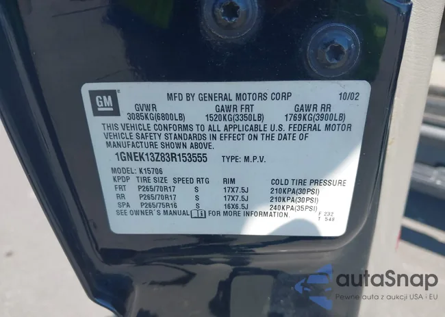 1GNEK13Z83R153555: 43237033