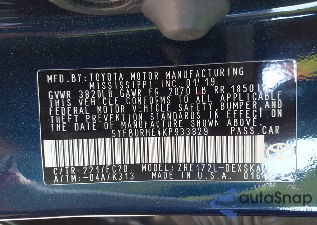 5YFBURHE4KP933829: 43237149