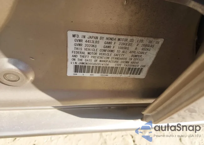 JHMCN36545C014104: 43237191